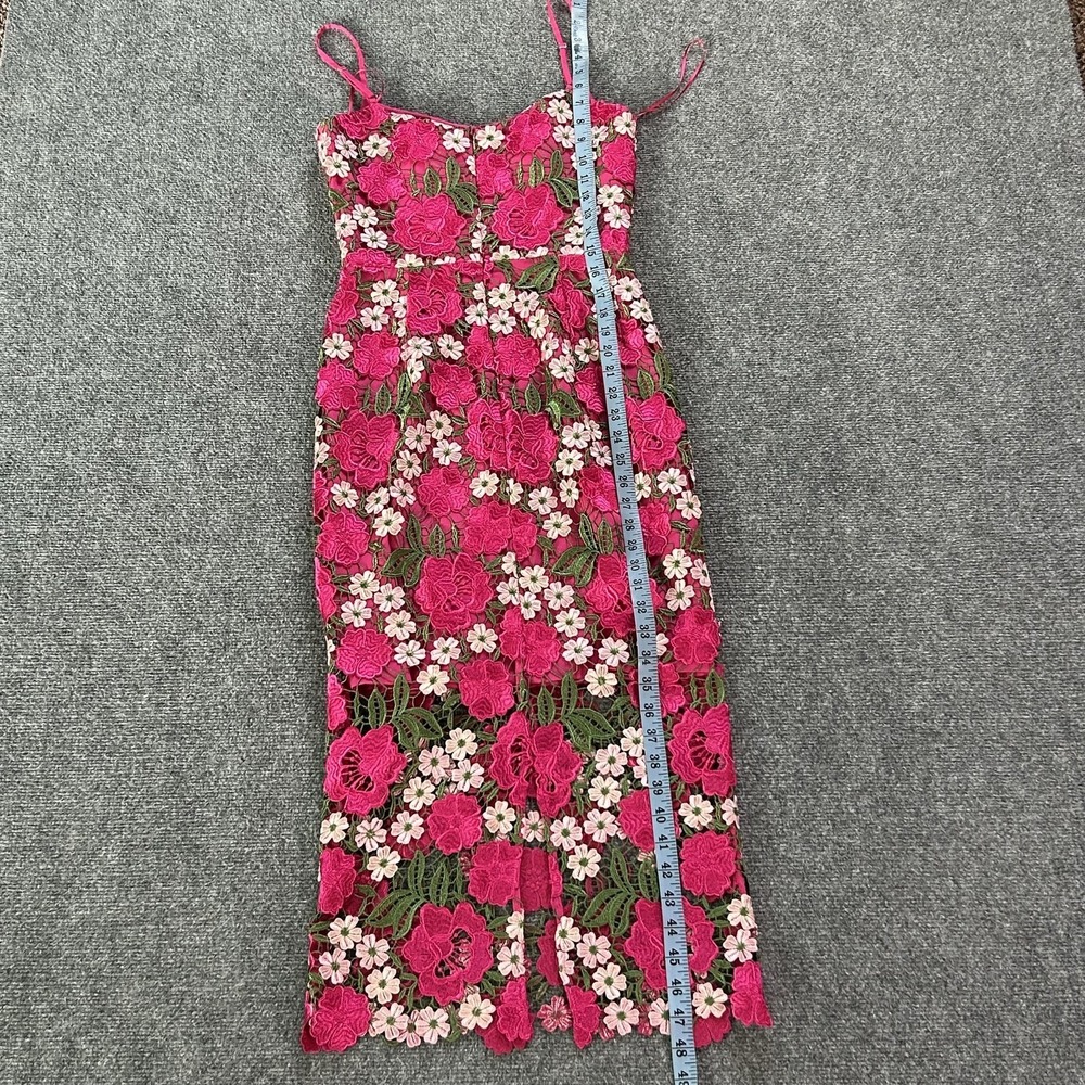 Dress The Population Dress Womens XS Pink Floral Lace Midi Sheath Embroidered - Picture 13 of 14